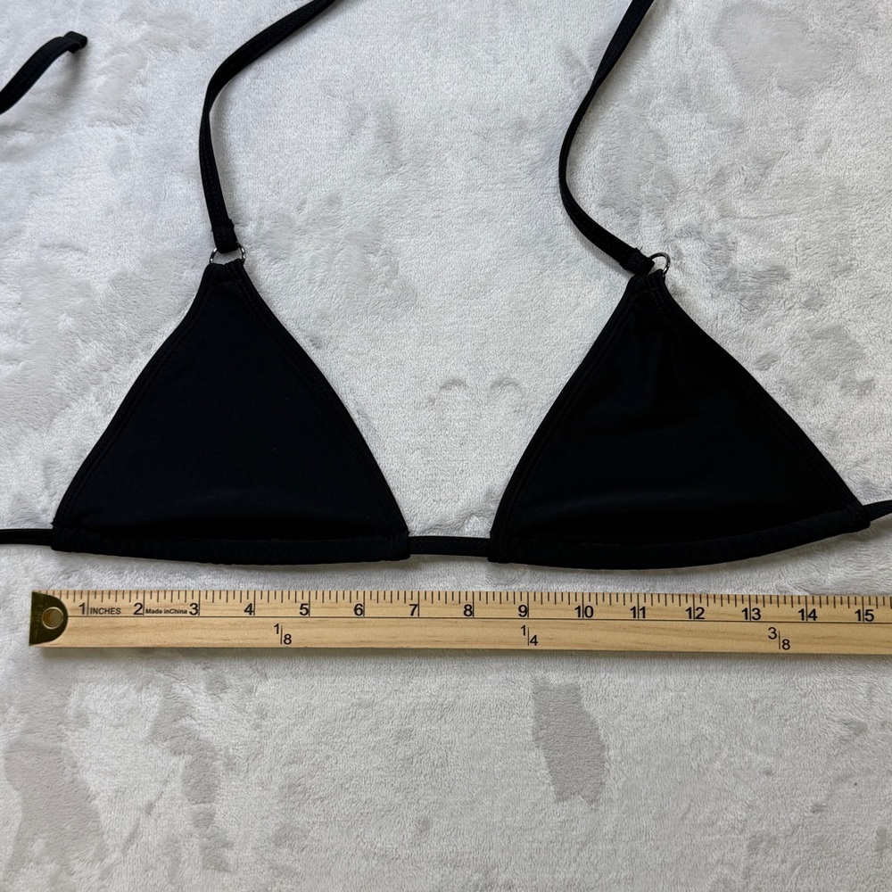 Blackbough Seim Bikini Top Womens Medium Black Triangle String Swim